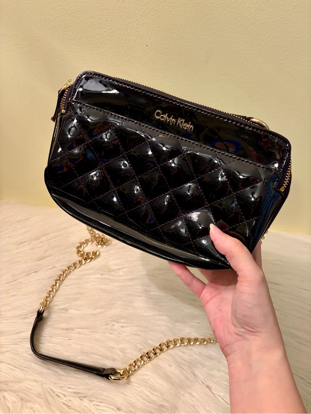 Calvin Klein Patent Quilted Crossbody Bag